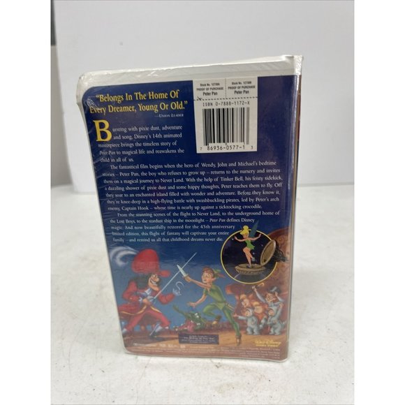 New SEALED VHS Tape Walt Disney Peter Pan Masterpiece 45TH Anniversary - Picture 9 of 12